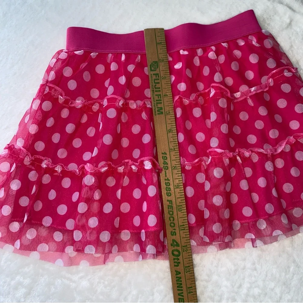 Disney Skirt Polka Dot Pink White tulle Size 6/6x Pull On‎ Skort Elastic waist